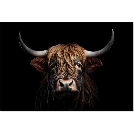 CRÉDENCE DE CUISINE Highlander écossais - Portrait - Noir - Animal 90x60 (1/5)