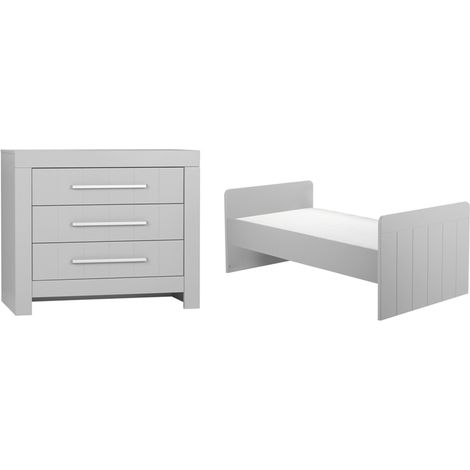 Lit bébé évolutif et Commode à langer Pinio Calmo Gris