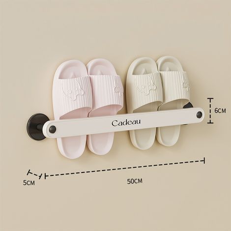 Wall-mounted shoe storage shelf for bathroom door, cream color - AquaForge (1/2)