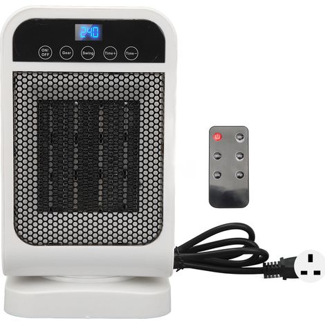 Radiateur PTC 1500W vertical à tête oscillante, écran tactile, télécommande, chauffage silencieux pour salle de bain, prise UK 220V (1/5)