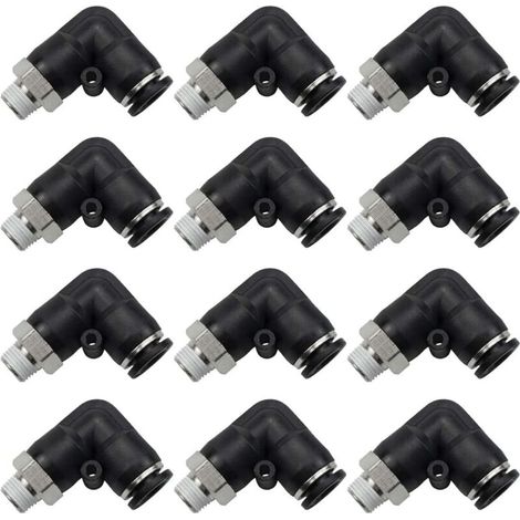 Raccords pneumatiques coudés à 90 degrés, filetage mâle BSP M5, diamètre extérieur 4 mm, 12 pièces, adaptateur de tube pneumatique à dégagement rapide PL4-M5 (1/5)