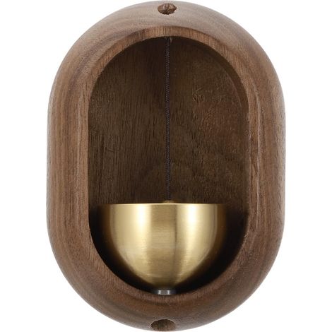 Sonnette de Commerçant, Carillon de Porte en Bois à Suspendre, Sonnette de Porte Magnétique, Clochettes, en Métal avec Autocollant pour Ouverture de Porte, Marron, Ovale (1/5)