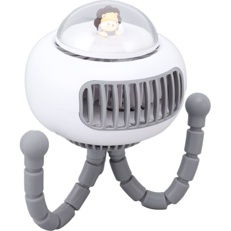 Kleiner, tragbarer Clip-Ventilator mit flexiblem Fuß, 4 Geschwindigkeitsstufen, drehbar, ohne Rotorblätter, ideal für Auto, Kinderbett, Fahrrad oder Laufband (1/5)