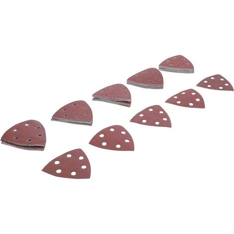 Jeu de Feuilles Abrasives pour Ponceuse Triangulaire 50 pcs 95 x 95 mm - Calibre 40 à 180 - Ponçage Efficace - D-Work (1/5)