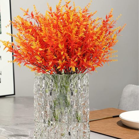 Plantes Artificielles Extérieur - Fleurs Faux Automnales Résistantes UV - Pour Jardin Balcon Fenêtre Maison - 10 Pièces Orange (1/5)