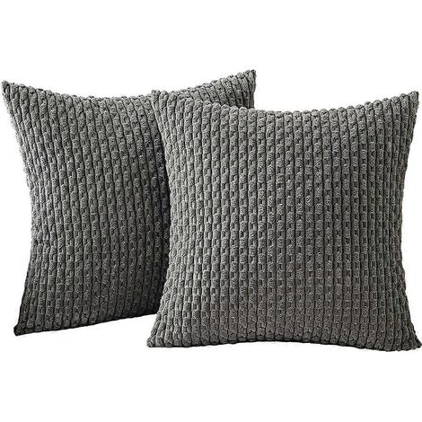 Ensemble de 2 housses de coussin bohèmes en velours côtelé doux, coussins décoratifs pour canapé, salon, 45 x 45 cm (1/4)