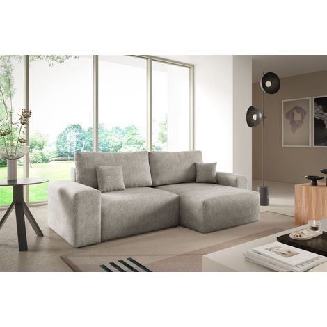 Ecksofa Schlafsofa Sofa ARONA XS in Stoff Centaur Graubeige Ottomane Rechts