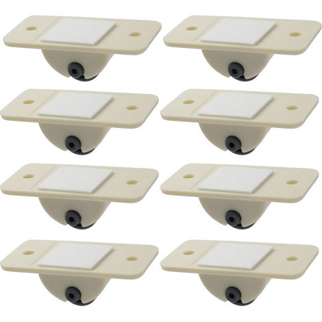 Lot de 8 mini roulettes autocollantes non pivotantes, en plastique ABS solide, pour meubles à monter soi-même