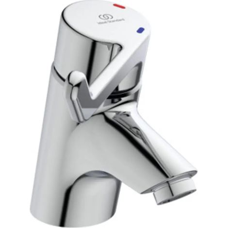 Ideal Standard Grifo de seguridad para lavabo Ceraplus, sin vaciador, Maneta 120mm, Proyección 108mm, Cromo, B8220AA