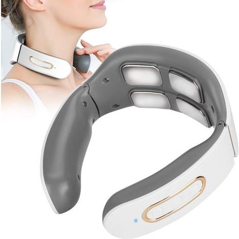 Masseur Cervical,6 Modes 9 Niveaux Massage de cou Electrique Intelligent,Massage à Impulsions sur 4 Têtes et Fonction de Chauffage à Température Constante pour Traitement des Douleurs au Cou