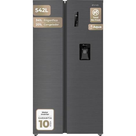 Frigorífico Americano EVVO F91DX Aqua Inox, Total No Frost, Motor Inverter, 542L, Dispensador de Agua, Clase E (1/5)