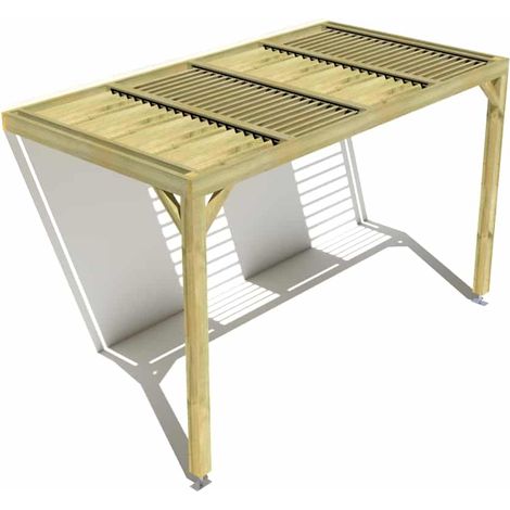 Pergola bois • 4m x 2m • adossée • sens profondeur • lames orientables bioclimatiques incluses • livraison comprise (1/3)