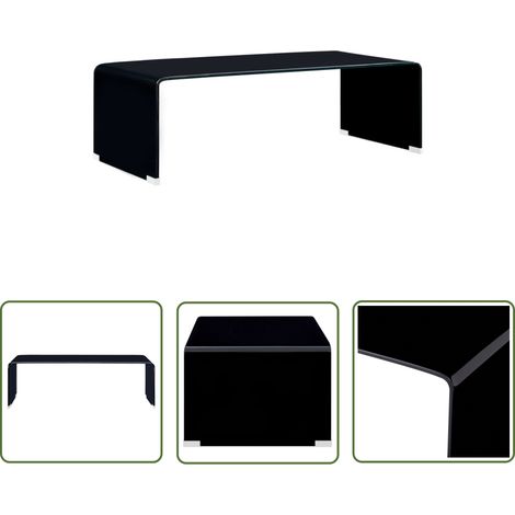 The Living Store Table basse Noir 98 x 45 x 31 cm Verre trempé - Table Basse - Meuble Salon - Table D'appoint - Table Contemporaine - Table Design (1/5)