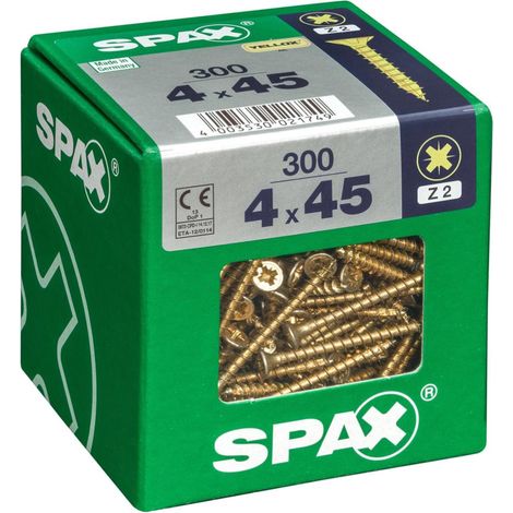 300er-Pack SPAX Pozidriv-Senkkopfschrauben aus Stahl, Durchmesser 4 mm x Länge 45 mm SPAX (1/4)