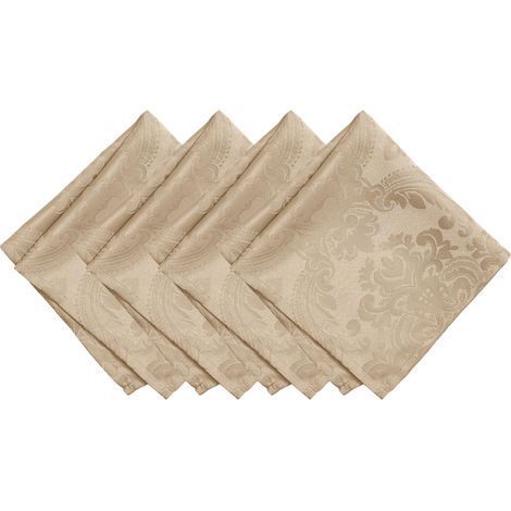 Lot de 4 Serviettes de Table damassées, Polyester, Taupe, 43,2 x 43,2 cm (1/5)