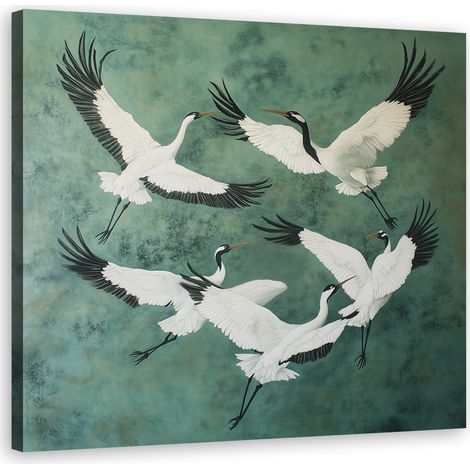 Quadro su tela, Uccelli Animali Verde - 30x30 (1/5)