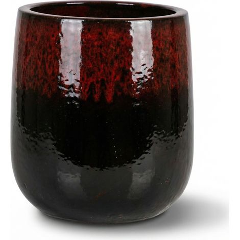 Provencelia Pflanzkübel Diane Ø42 cm Höhe 49 cm frostbeständig, keramisch, handgefertigt, Schwarz-rot (1/5)