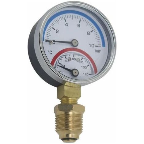 Thermomanomètre 80mm manometre pression temperatura thermometre chaudiere chauffage filetage radial (80mm 0-16bar 1/4\ (1/2)