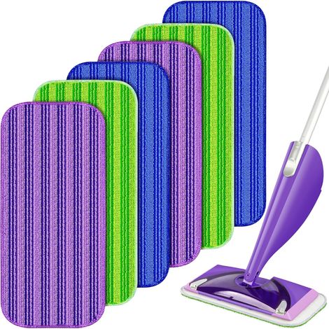 Lot de 6 lingettes réutilisables pour balai Swiffer WetJet, recharges WetJet, lingettes de rechange pour balai, lingettes de remplacement pour balai