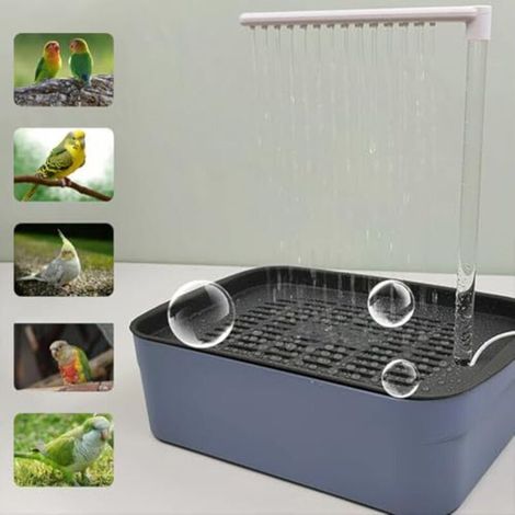 Baignoire automatique pour oiseaux avec système de circulation - Douche montée en cage pour perruches, calopsittes et petits oiseaux - Jouet de bain autonettoyant (1/4)