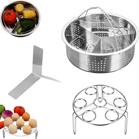 Support de cuisson vapeur en acier inoxydable, panier vapeur réglable pour légumes, œufs, viande et desserts, accessoire compatible avec cocotte-minute et faitout (1/4)
