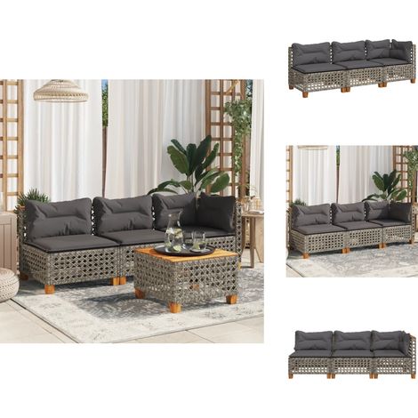 Gartensofa mit Kissen 3-Sitzer Grau Poly Rattan - Outdoor Möbel - Gartenmöbel - Gartensofa - Lounge Set - Esszimmergarnitur (1/5)