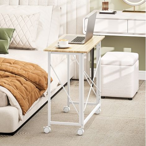 Klappschreibtisch mit Rollen, 80 x 40 x 75 cm, Stahl und MDF, Natur, OKMYHOME (1/5)