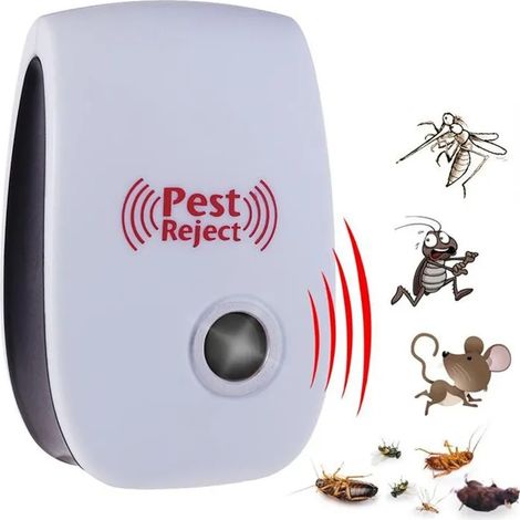 Répulsif électronique à ultrasons pour souris et insectes – Technologie ultrasonique 20-55KHZ – Efficace jusqu'à 100 m² – Sécurisé pour humains et animaux