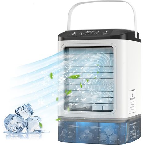 Ventilateur humidificateur 4 en 1, mini ventilateur refroidisseur d'air, refroidisseur d'air, réservoir d'eau de 900 ml, 3 vitesses de vent (1/5)