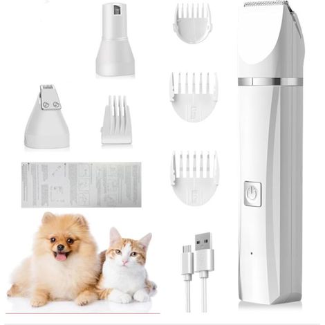Tondeuse 4 en 1 pour pattes de chien avec coupe-pattes et meuleuse à ongles pour chiens, chats et petits animaux de compagnie pour couper les poils autour des pattes, des yeux, des oreilles, du (1/5)
