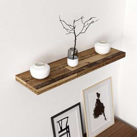 Wandregal Bredebro 3,6 x 80 x 23 cm bis ca. 15 kg Altholz [en.casa]