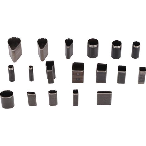Kit de découpe et de perforation du cuir en 18 pièces, fabriqué en acier à haute teneur en carbone, de formes variées, en boîte, kit de découpe et de perforation creux, adapté aux tissus, à l'argile,  (1/5)