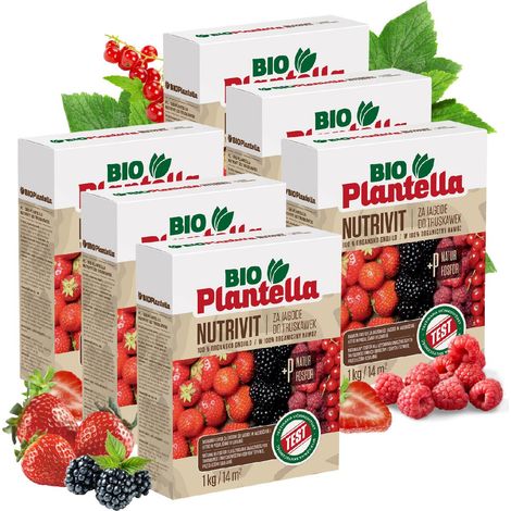 BIO PLANTELLA Ökologischer Dünger für Erdbeeren, Himbeeren, Brombeeren und Johannisbeeren, 1 kg x 6