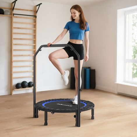 Cama Elástica Plegable Ø102 cm con Mango Ajustable Marco de Acero para Entrenamiento Piernas Cuerpo Azul y Negro (1/5)