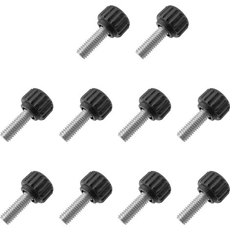 10 Pièces Vis Thumbscrew, M4 × 16 Vis Moletées Filetées à Tête, Tête Ronde Vis de Serrage, Diamètre de Tête 13 mm, Vis à Main Noires pour Meubles (1/5)