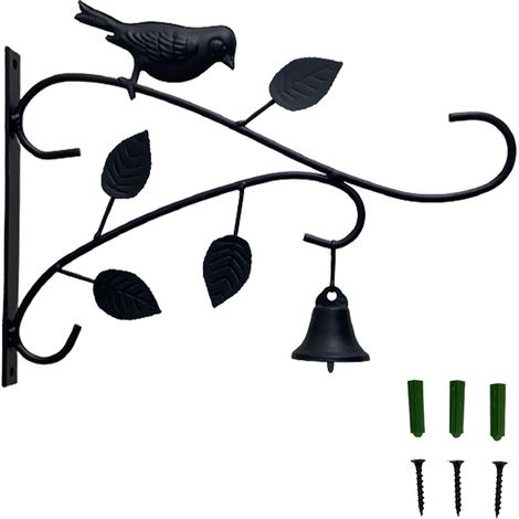 Panier à fleurs mural en fer noir, jardinière suspendue pour décoration intérieure et extérieure (1/5)