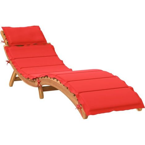 Bain de soleil en bois d'acacia massif rouge (1/5)