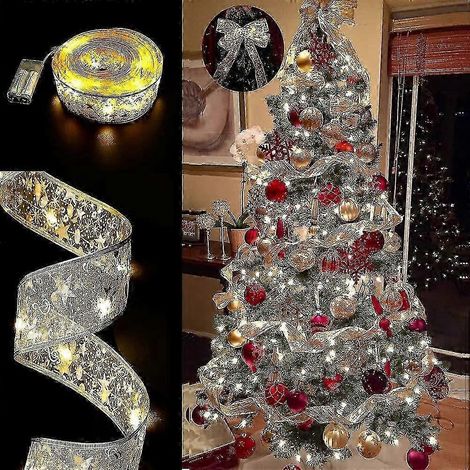 Guirlandes lumineuses de Noël, rubans lumineux, décorations de Noël, accessoires pour sapin de Noël, pendentifs décoratifs, rubans double couche à marquage à chaud (1/3)