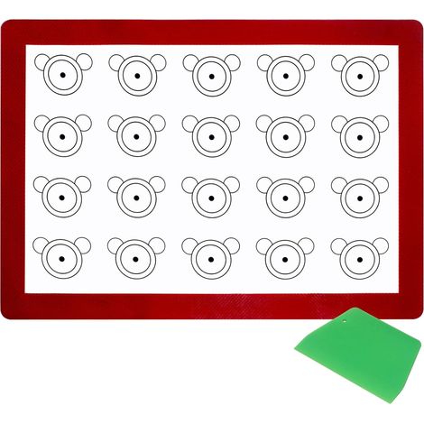 Tapis de cuisson en silicone en forme d'ours, Tapis de cuisson en silicone avec 20 trous pour macarons,sous-couches de cuisson pour macarons,tapis de cuisson avec découpe-pâte42x29cm (1/5)