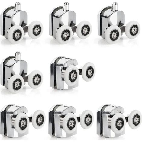 Sliding door rollers for showers, zinc alloy, 23 mm diameter, double rollers as replacements for bathrooms