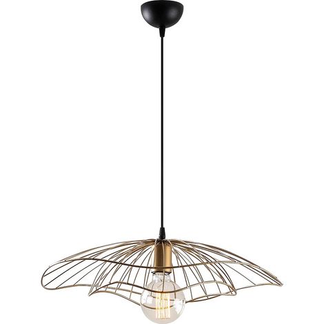 Suspension filaire en métal - D. 50 x H. 30/110 cm - Doré - ATHERIA (1/5)