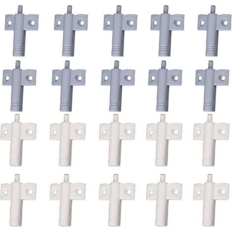 Paquete de 20 amortiguadores de puerta de cocina de ABS reciclable de alta resistencia para reducir el ruido en puertas de oficinas, armarios, cajones y puertas (blanco + gris).
