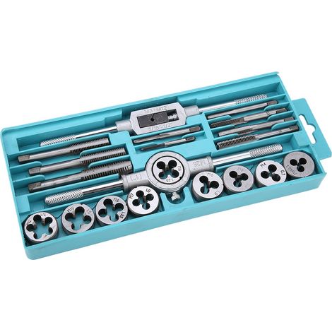 20-teiliges Gewindebohrer- und Schneideisen-Set M3M12 mit Gewindebohrer- und Schneideisenschlüssel (1/5)