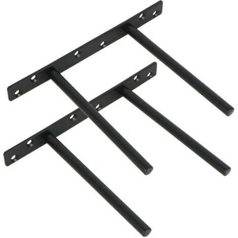 Lot de 2 Support pour Étagère Flottante Invisible Support en Métal pour Tablette Flottante en Bois Dissimulé à Fixation Murale, Finition Noire Mate, 2 Pcs (1/4)