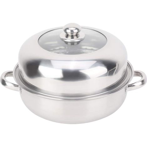 Pot à Vapeur, cuiseur à Vapeur Simple Couche de 28 cm, Insert à Vapeur en Acier Inoxydable ou passoire avec Couvercle, Grande marmite en métal pour la Cuisson des ustensiles de Cuisine (1/5)