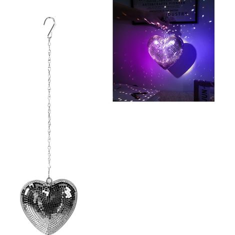 Boule Miroir Cœur [Mano Collection] Modèle Premium [Disco Lumineux Réfléchissant] Matériau Verre et Mousse 20.47in Argent pour Fêtes Bar KTV Décorations (1/5)