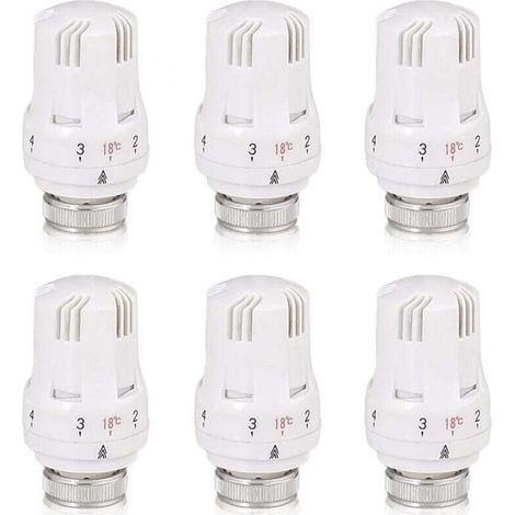 Tete Thermostatique Radiateur, 6 Pièces Tête de Vanne de Radiateur, Robinet Thermostatique Radiateur, M30 X 1,5 Tête de Thermostat, Tête de Radiateur pour Le Bureau et La Maison(A)-différentes quantit (1/5)