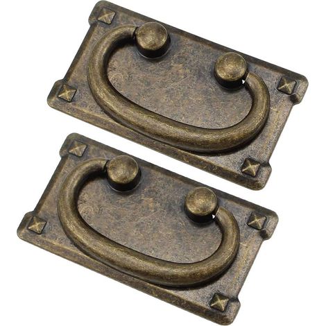 Poignée de tiroir classique en alliage de zinc, anneau long carré de style chinois (2 pièces) (1/3)