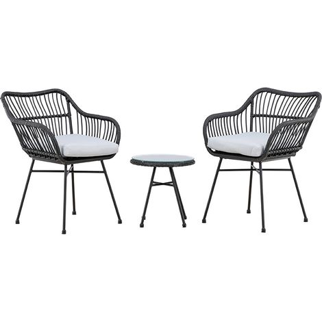 Vigasalon 2 fauteuils, 1 petite table d'appoint noire. (1/5)