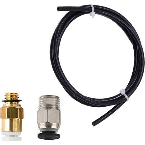 Kit de actualización para impresoras 3D con extrusoras Bowden de 1,75 mm, que incluye conector neumático KJH04-M6 y tubo de PTFE PC4-01 de 1 metro, color negro.